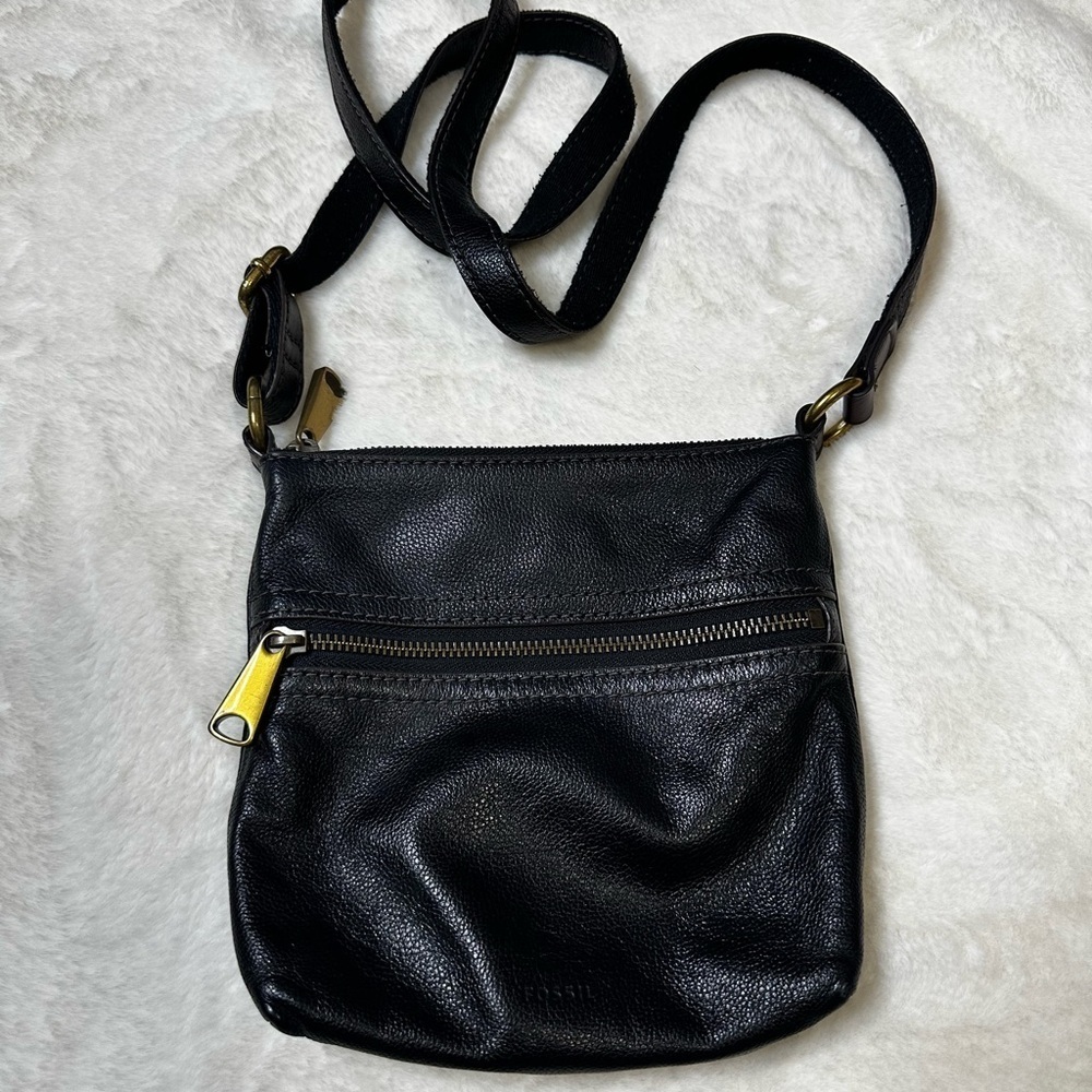 Fossil Black Leather Crossbody Bag